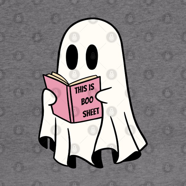 This Is Boo Sheet Cute Ghost Reading Book Spooky Halloween Party by Illustradise